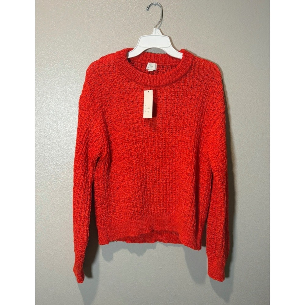 A New Day Womens Textured Knit Crewneck Sweater Red XL 018143164